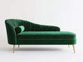 Chaise longue - Velours - 180 x 77 x 82 cm - Vert émeraude - Style Art déco