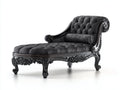 Chaise longue - Velours-Bois - 171 x 79 x 92 cm - Gris anthracite-Noir - Style baroque