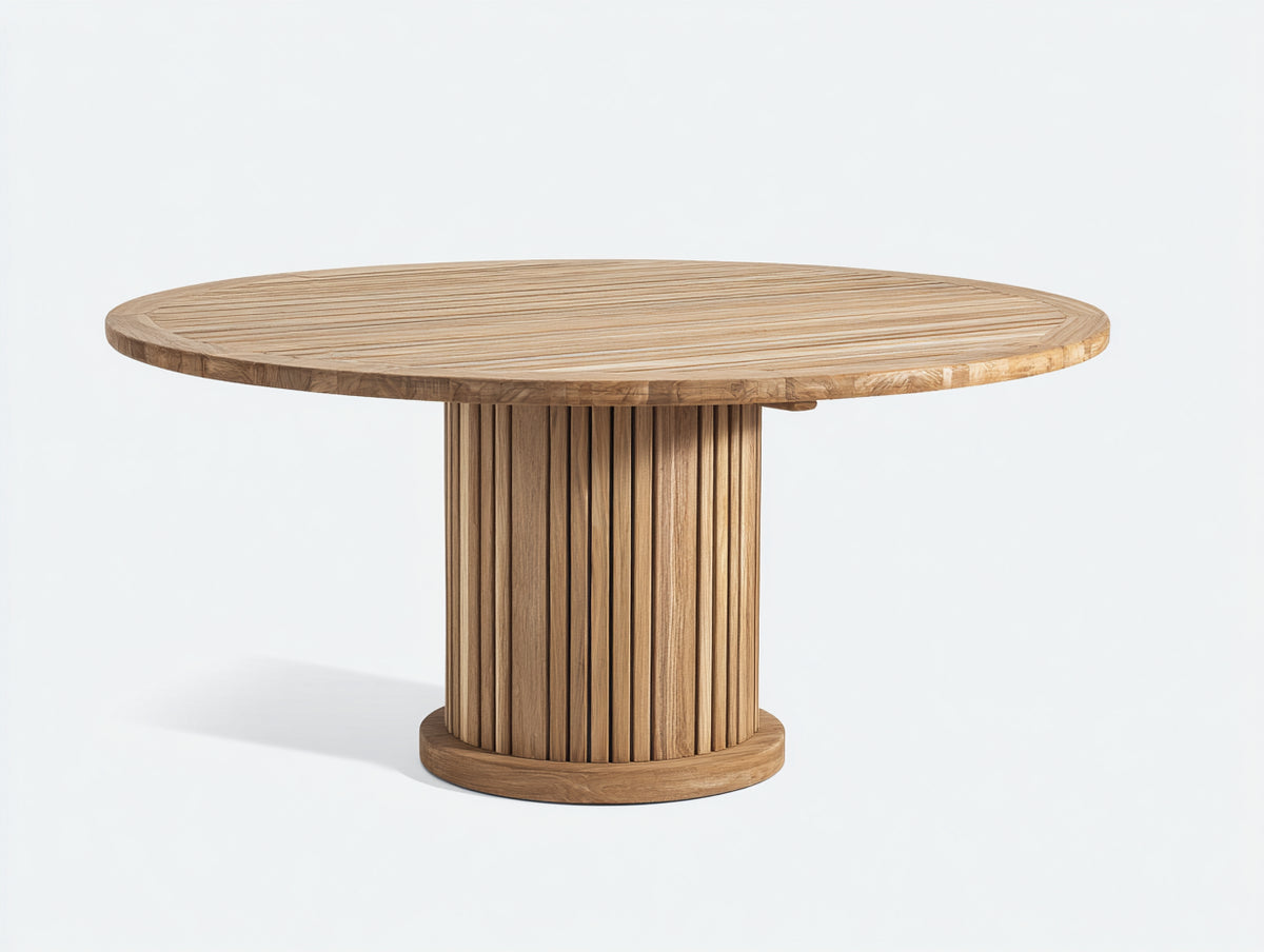 Table de jardin - Bois - 148 x 148 x 76 cm - Bois naturel clair - Style contemporain
