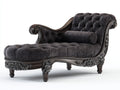 Chaise longue - Velours-Bois - 174 x 82 x 94 cm - Gris anthracite-Brun foncé - Style baroque