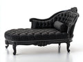 Chaise longue - Velours-Bois - 175 x 79 x 90 cm - Noir - Style baroque élégant