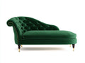 Chaise longue - Velours - 176 x 76 x 85 cm - Vert forêt - Style Chesterfield