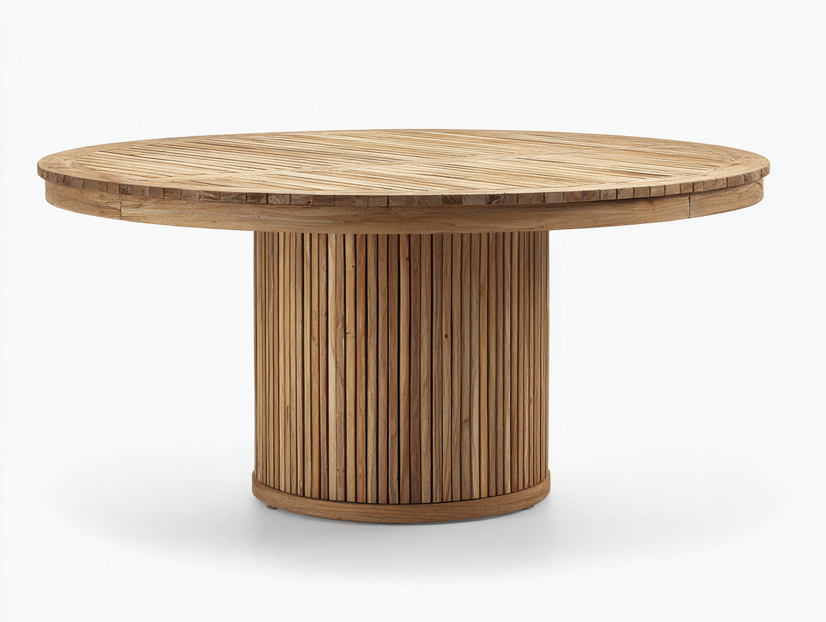 Table de jardin - Bois - 140 x 140 x 76 cm - Bois naturel - Style contemporain