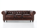 Canapé 3 places - Cuir - 221 x 93 x 77 cm - Marron antique - Style Chesterfield traditionnel