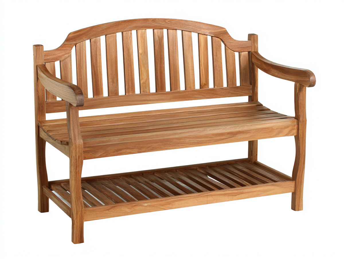 Banc de jardin - Bois - 142 x 61 x 96 cm - Bois naturel - Style classique