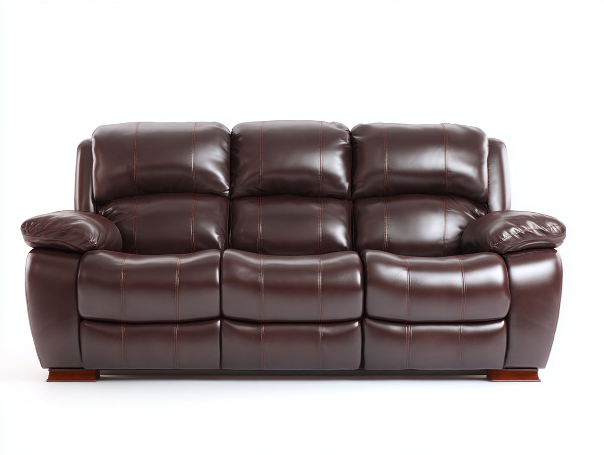 Canapé 3 places - Cuir - 218 x 96 x 104 cm - Brun foncé - Style contemporain confortable