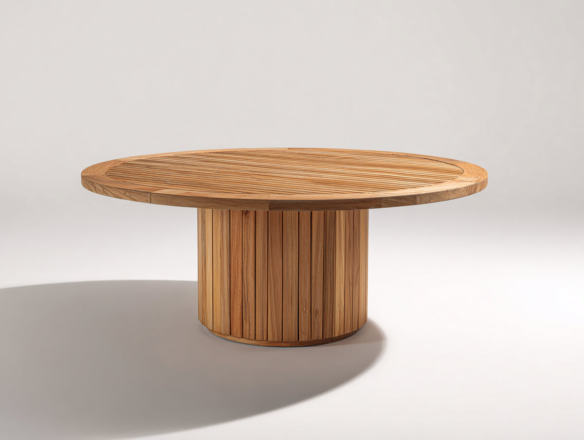 Table de jardin - Bois - 150 x 150 x 76 cm - Bois brun chaud - Style contemporain