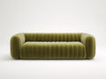 Canapé 3 places - Velours - 216 x 98 x 72 cm - Vert olive - Style contemporain arrondi