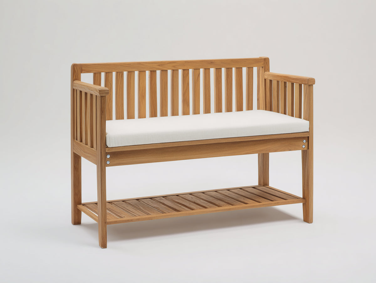 Banc de jardin - Bois - 122 x 58 x 90 cm - Marron naturel - Style classique