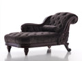 Chaise longue - Velours-Bois - 169 x 80 x 91 cm - Brun foncé - Style classique sculpté