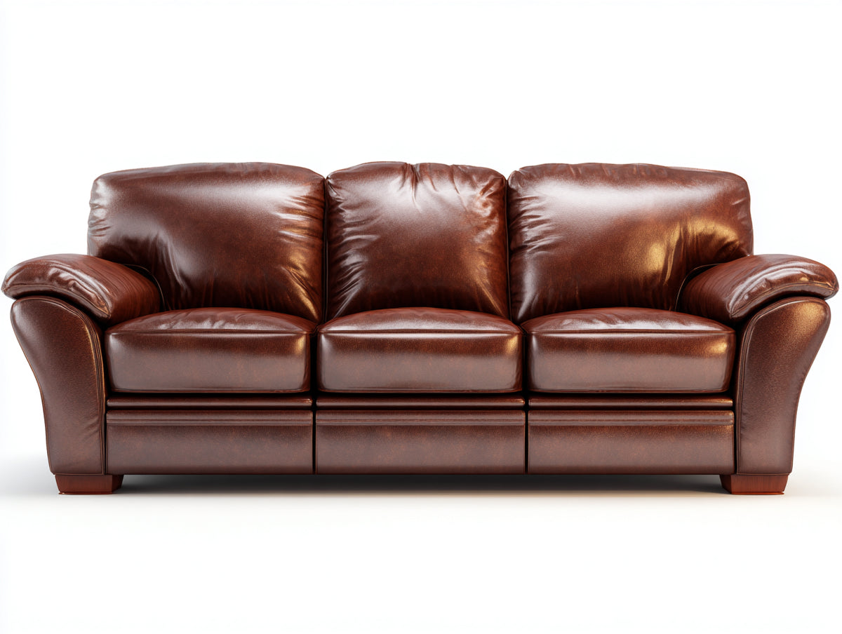 Canapé 3 places - Cuir - 214 x 91 x 89 cm - Marron - Style contemporain confortable