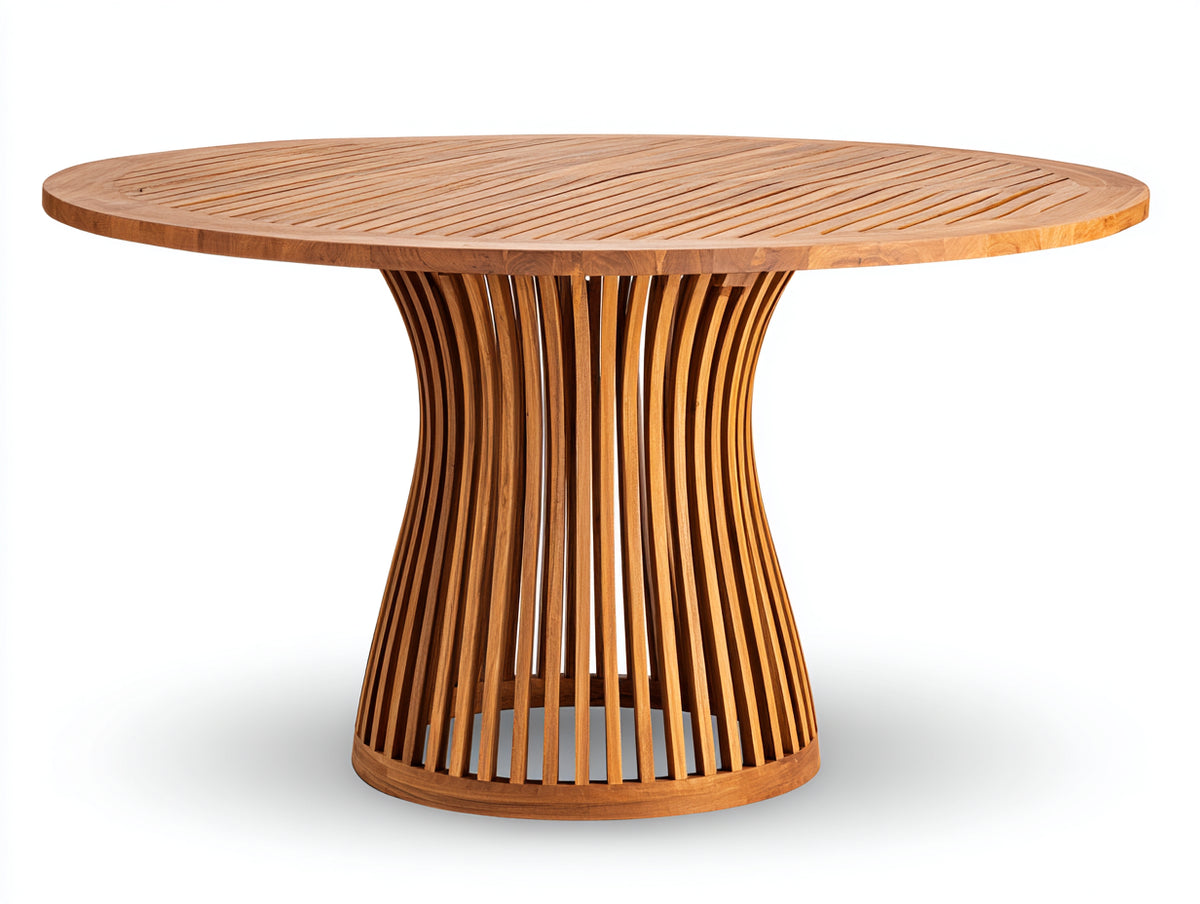 Table de jardin - Bois - 152 x 152 x 75 cm - Bois miel - Style organique