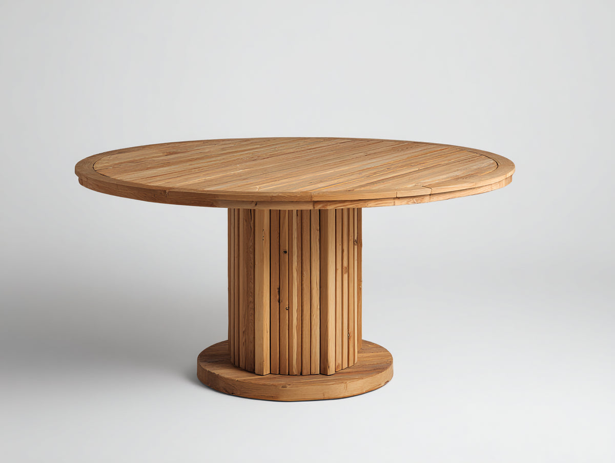 Table de jardin - Bois - 132 x 132 x 75 cm - Bois miel - Style rustique