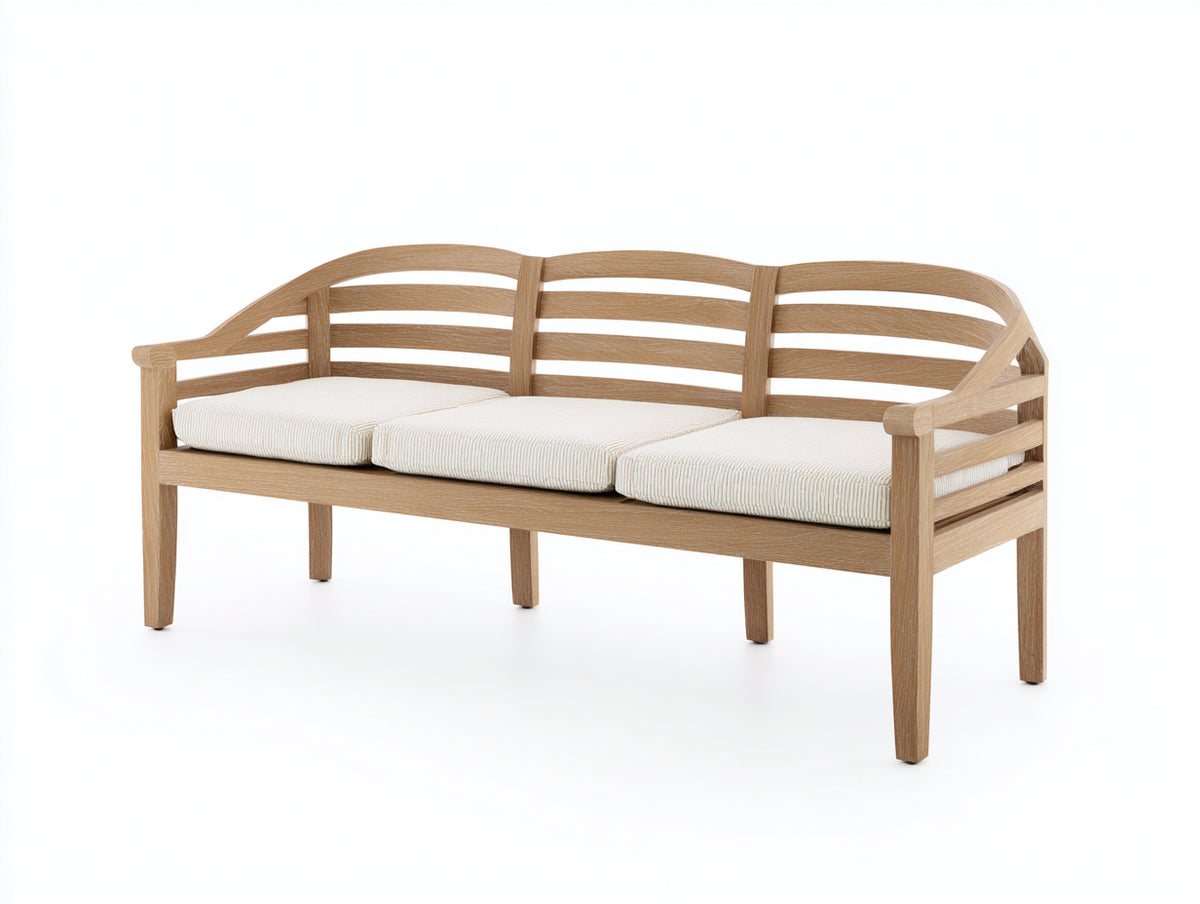 Banc de jardin - Bois-Tissu - 188 x 68 x 89 cm - Bois naturel-Écru - Style classique