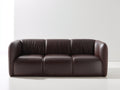 Canapé 3 places - Cuir - 210 x 92 x 84 cm - Brun chocolat - Style contemporain épuré