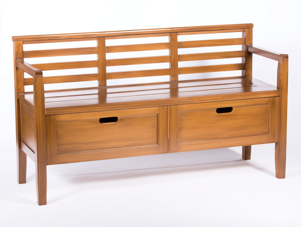 Banc de jardin - Bois - 150 x 57 x 90 cm - Bois miel - Style classique avec rangement