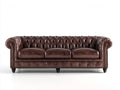 Canapé 3 places - Cuir - 229 x 93 x 76 cm - Brun chocolat - Style Chesterfield traditionnel