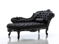 Chaise longue - Velours-Bois - 177 x 81 x 93 cm - Noir - Style rococo